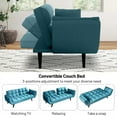 thumbnail image 2 of Aukfa 75" Flared Arm Futon Convertible Sofa Bed, Velvet Sleeper Couch for Home Office, Blue, 2 of 11