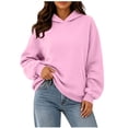 thumbnail image 5 of XRoczxe Women's Pullover Hoodie, Long Sleeve Fleece Sweatshirt with Kangaroo Pocket, Soft Casual Loose Fit Hooded Top for Fall Winter Lounge & Daily Wear, 5 of 9