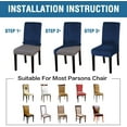 thumbnail image 6 of Enova Home Set of 2 Soft Thick Solid Velvet Dining Chair Covers, Fabric Stretchy Universal Dining Chair Slipcovers Chair Protectors Washable (Dark Blue), 6 of 6