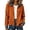 Orange, variant on Women's Corduroy Zip‑Up Jacket, Denim Contrast Collar, Cuffs & Hem, Long Sleeve Patchwork Casual Outerwear for Fall Winter, Relaxed Fit Coat for Daily Work Travel