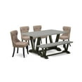 thumbnail image 2 of East West Furniture V-Style 6-piece Wood Dining Set in Black/Coffee, 2 of 10