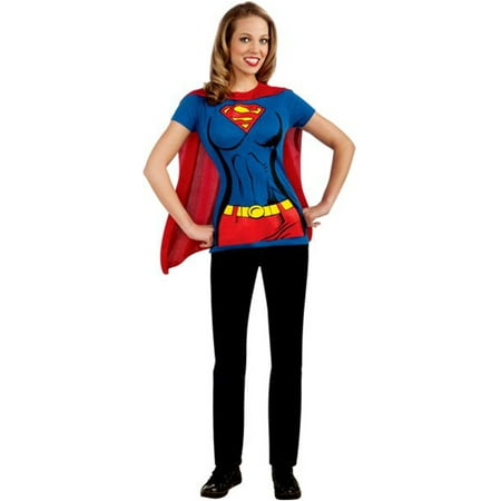 Supergirl Tshirt Costume DC Large Female Adult Blue Fancy Dress Party Book Week Halloween