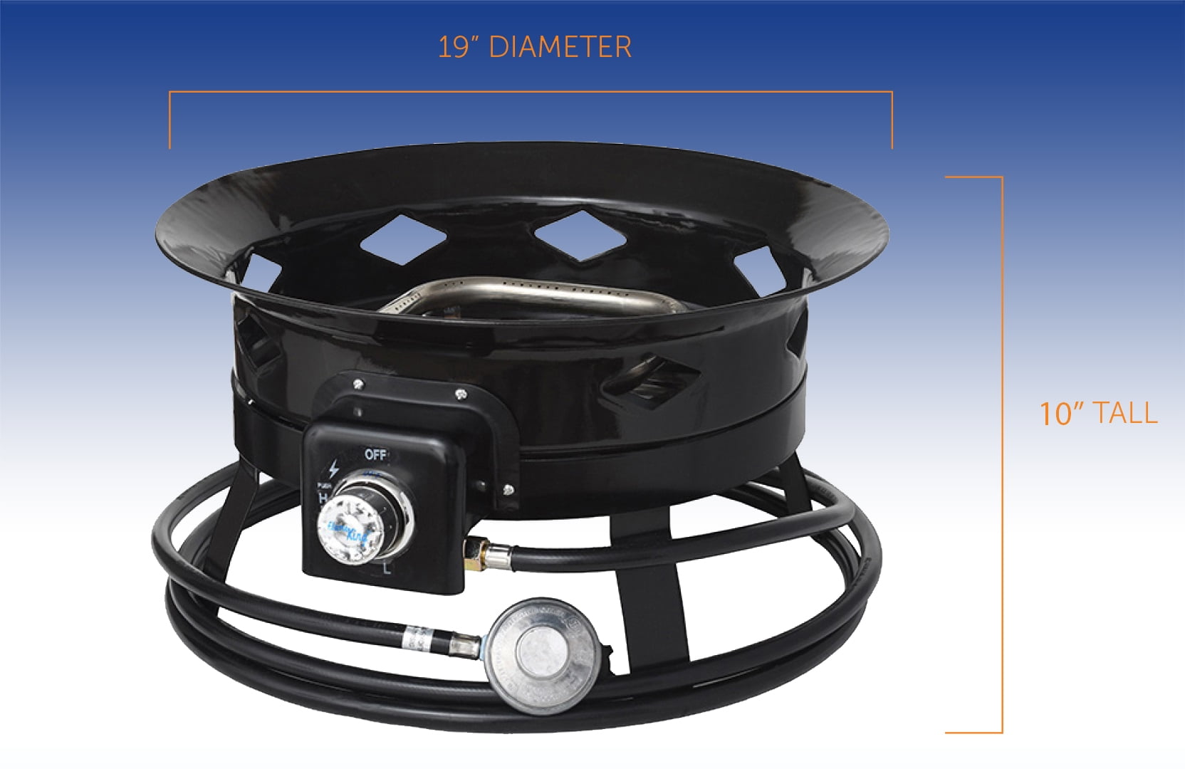 Flame King Portable Propane Fire Pit, 19 inch, Smokeless, Self-Igniting, 58,000 Btu
