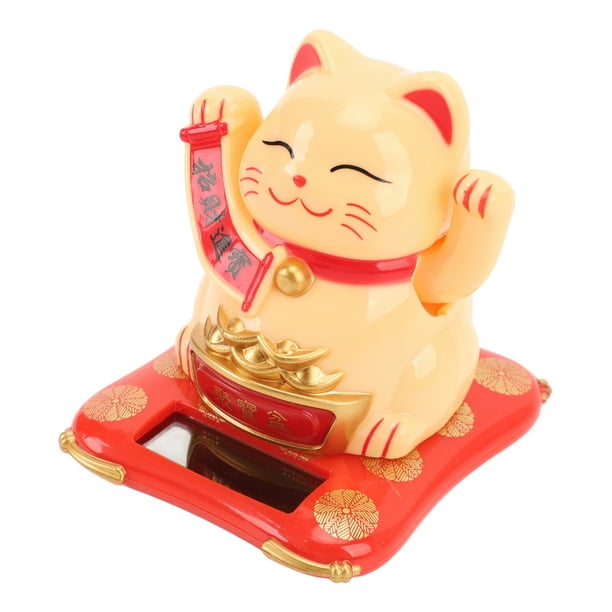Gato que Agita Con Energía Solar, Gato de la Suerte Con Brazo que Agita, Buena Suerte, Riqueza, Gato de Bienvenida, Gato de la Fortuna para Decoración del Hogar y El Coche