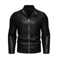 thumbnail image 4 of Men's stand-up collar PU leather jacket spring and autumn new jacket handsome motorcycle suit stand-up collar faux leather fashion slim jacket, 4 of 10