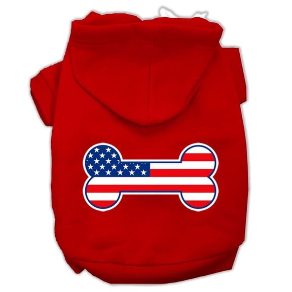 Pet Dog Cat Hoodie Screen Printed, "Bone Shaped American Flag"
