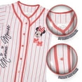 thumbnail image 4 of Disney Minnie Mouse Girls Mesh Baseball Jersey - Minnie Graphic Print Short Sleeve Button Down Sports Shirt for Kids (Sizes 4-6X), 4 of 6