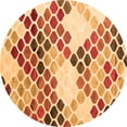 thumbnail image 1 of Ahgly Company Indoor Round Abstract Orange Contemporary Area Rugs, 4' Round, 1 of 1