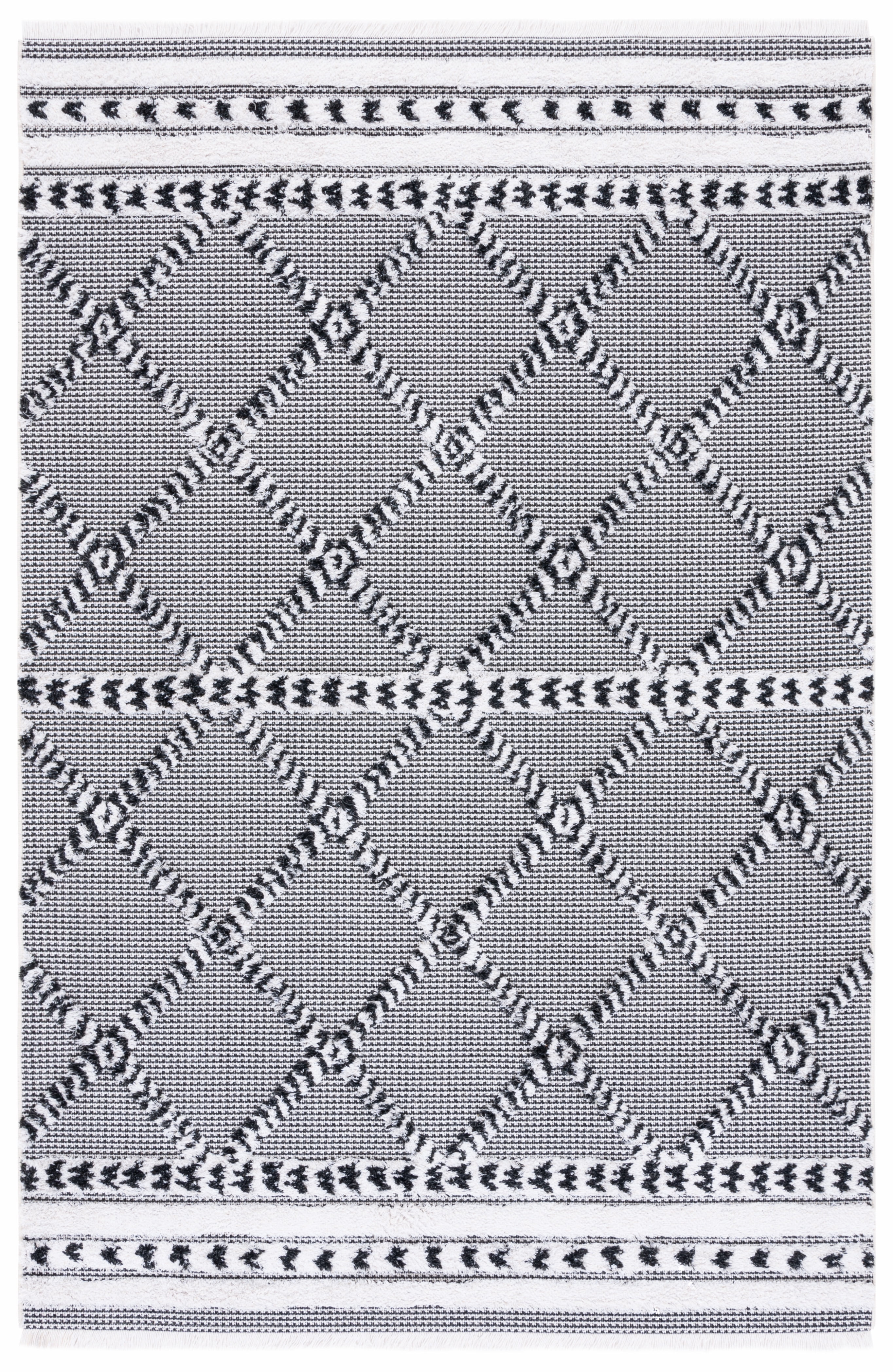 SAFAVIEH Augustine Reannon Geometric Area Rug, Black/Ivory, 6'4" x 9'6"