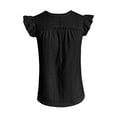 thumbnail image 6 of Blmnix Fall Tops for Women Short Sleeve Black Solid Eyelet Vacation Casual Blouse Womens Tops Fasion, 6 of 8
