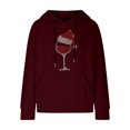 thumbnail image 4 of Gytharion Christmas Sweatshirts for Women Winter Christmas Wine Glass Graphic Pullover Hoodie Funny Casual Waffle Long Sleeved Rhinestones Xmas Hooded Sweatshirt, 4 of 5