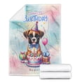 thumbnail image 2 of Happy Birthday Cute Puppy Boxer with Cake Gifts Party Hat Cozy Fleece Blanket Boxers Dog Lover Gifts Idea Warm Soft Throw Blanket - 00029, 2 of 5