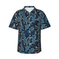 thumbnail image 1 of Fotbe Blue Leaves A Camisa Hawaiana para Hombre Unisex – Camisa Casual de Verano con Botones de Manga Corta de Algodón y Lino,Small, 1 of 7