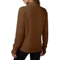 thumbnail image 3 of Stichou Womens Oversized Lightweight Zip Up Jackets Athletic Sun Shirts Workout Spring Summer Tops Thumb Holes Fitted Gym Clothes with Pocket Brown L, 3 of 6