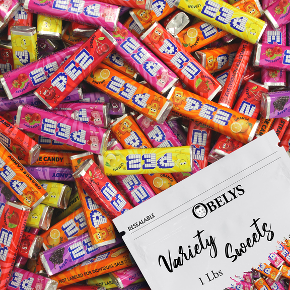 PEZ Candy Refills, Assorted Fruit Flavors | 1 Pound Bulk Bag | Strawberry, Lemon, Orange, Cherry, Raspberry and Grape - Perfect for Kids, Parties and Holidays
