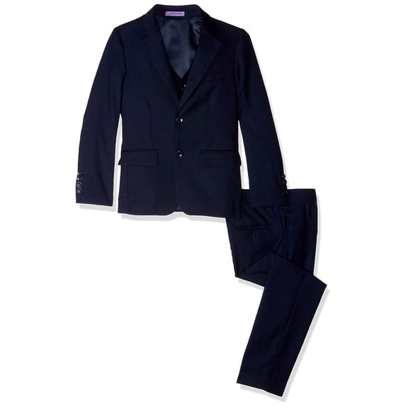 Jodano Boy's 2141406 Formal 3 Piece Stretch Slim Fit Dress Suit - Navy - 18