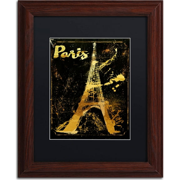 Trademark Fine Art "Gold Eiffel" Canvas Art by Color Bakery, Black Matte, Wood Frame