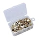 thumbnail image 1 of 200 sujetadores de papel chapados en latón, redondos de metal con caja de almacenamiento para manualidades (dorados), 1 of 2
