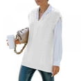 thumbnail image 1 of Pull-over en Tricot pour Femmes Gilets Femmes Pull-Over Crop V Cou JK Uniforme Pull-Over Tops, 1 of 7