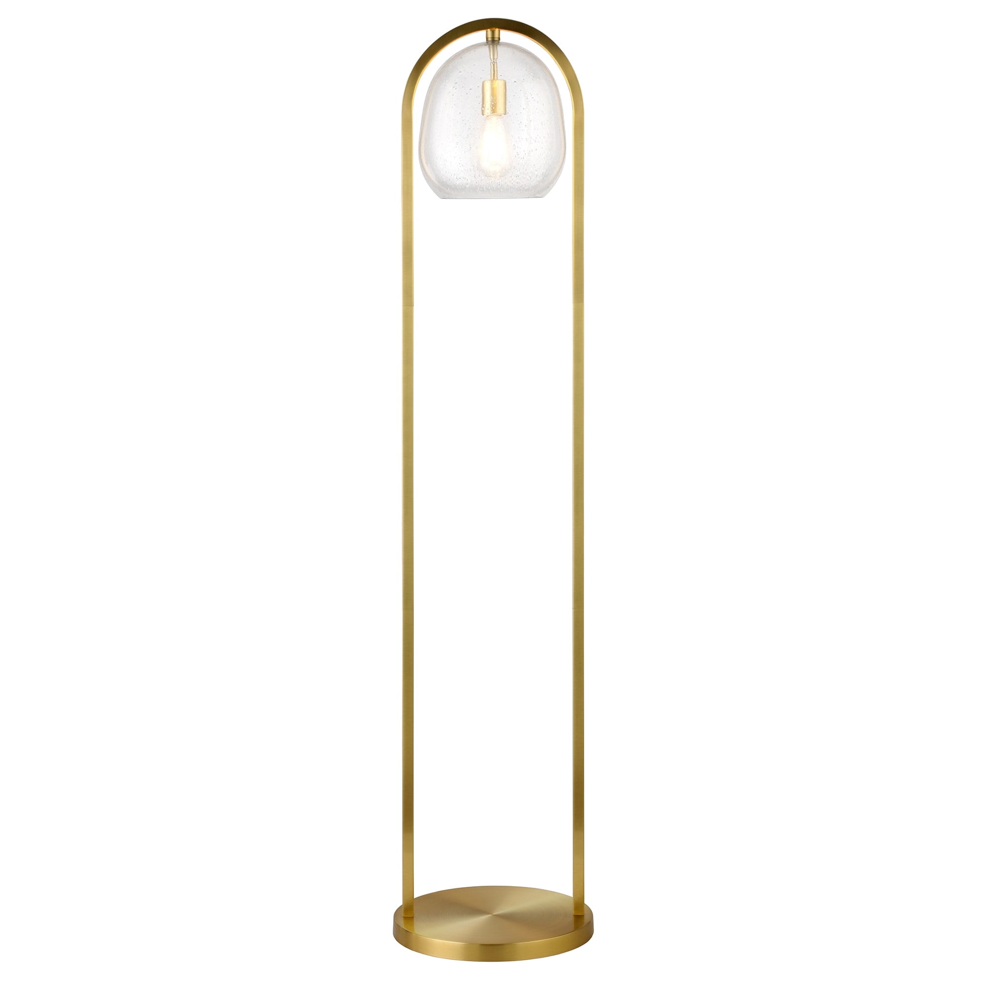 Evelyn&Zoe Sydney 64" Floor Lamp with Seeded Glass Shade, Brushed Brass