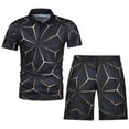 thumbnail image 6 of Honeeladyy Mens Short Sets 2 Piece Outfits Fashion Summer Tracksuits Casual Shirt and Shorts Set #Cd-Black-L, 6 of 6