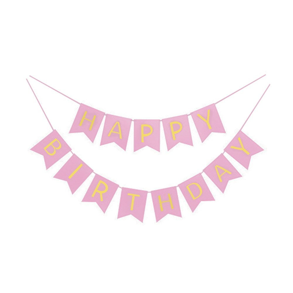 AEX 5ft Multi-Coloured Happy Birthday Pink Bees Glitter Bunting Banner 