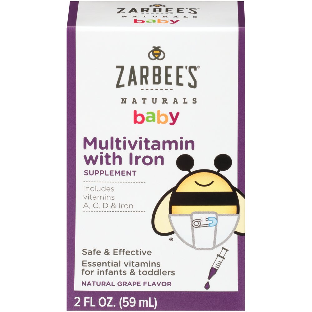 Zarbee's Naturals Baby Multivitamin with Iron, Natural Grape, 2 fl oz