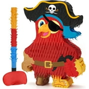 Wernnsai Pirate Piñata - Pirate Parrot Piñata with Blindfold and Bat for Boys' Birthday Party Adventure Theme Decorations