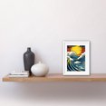 thumbnail image 2 of Great Waves Linocut Comic Book Style Seascape Sunset Polka Dot Halftone Artwork Framed Wall Art Print 9X7 Inch, 2 of 5