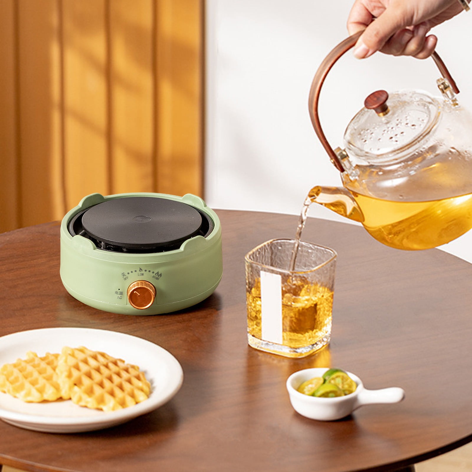 Usloyux Under $5 Electric Heating Stove Unit, Multi-function Tea Kettle Warmer Plate System, Portable Mini Burner with Three-Stage Temperature Control, Kitchen Appliance for Beverage Heating