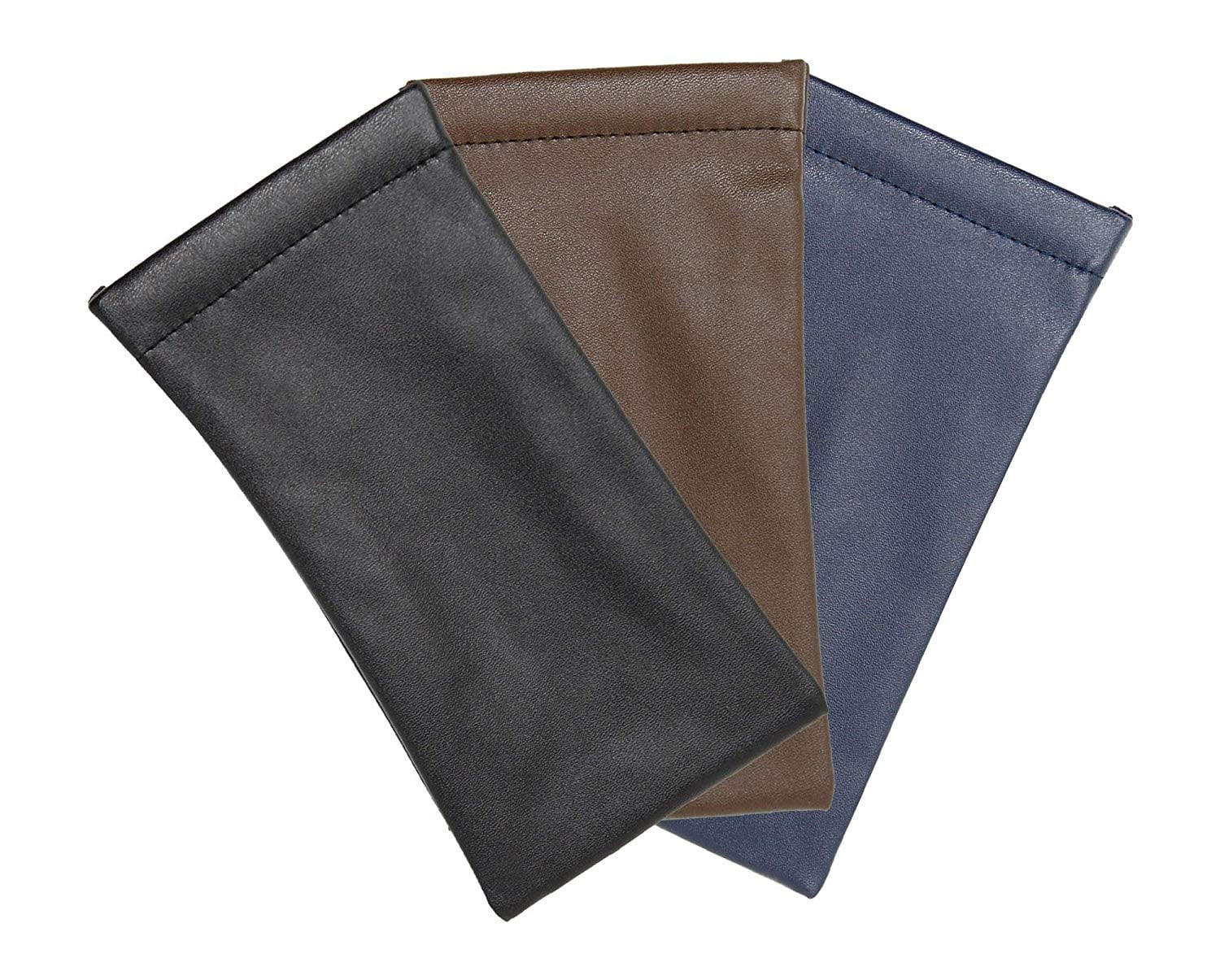 3 Pack Slip In Eyeglass Case Soft Squeeze Top Pouch For Women Men