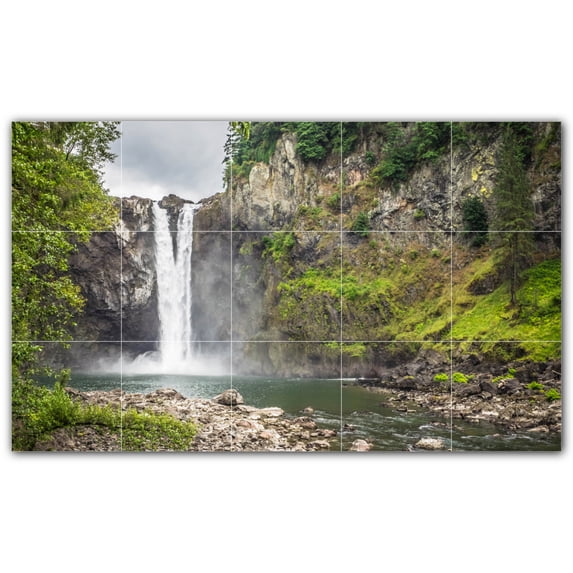 Picture-Tiles.com: Waterfalls Ceramic Tile Wall Mural WAL501123-53S. 21.25"W x 12.75"H using (15) 4.25" x 4.25" Ceramic Tiles-Satin Finish