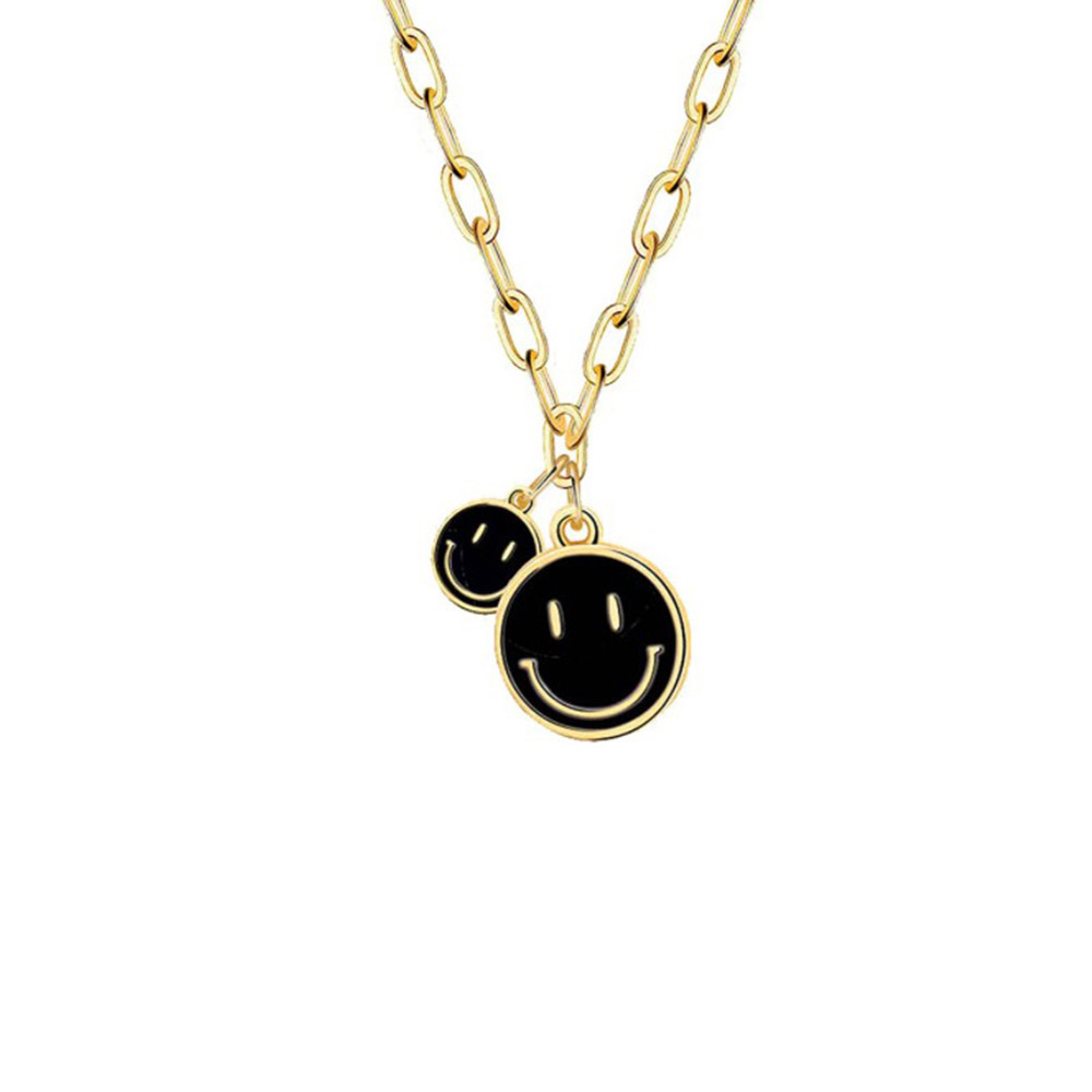 Smiley Face Necklaces, Paperclip Chain Cute Round Stainless Steel Smile