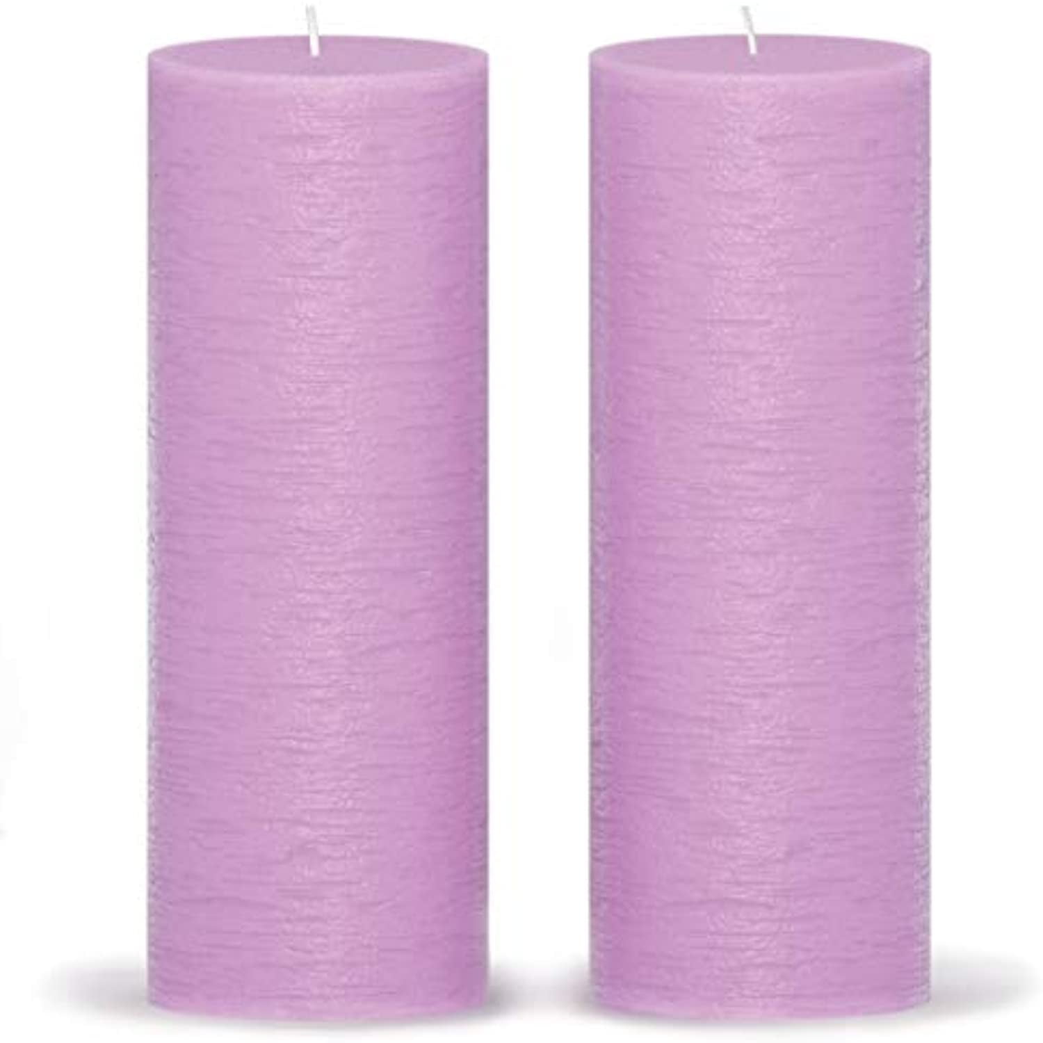 CANDWAX 3x8 Pillar Candle Set of 2 Decorative Candles Unscented No Drip Bordeaux 