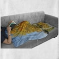 thumbnail image 6 of Fall Soft Flannel Fleece Throw Blanket, Maple Trees in the Rural Countryside Natural Landscape Tranquil View, Cozy Plush for Indoor and Outdoor Use, 50" x 60", Pale Blue Yellow Green, by Ambesonne, 6 of 6