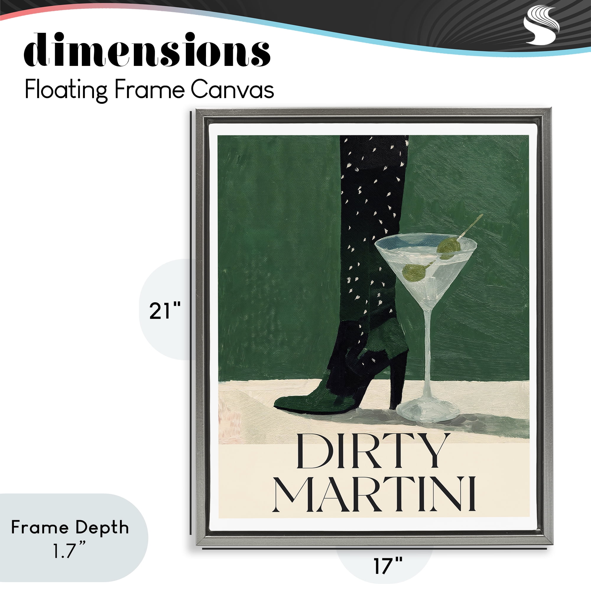 Stupell Industries Dirty Martini Stylish Heel Gray Framed Floater Canvas Wall Art, design by Lettered and Lined