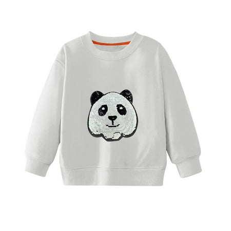 

Sweatshirts for Teen Girls Pullover Spring and Autumn Multi Color Sequins Big Long Sleeves Leisure Cartoon Panda Tiger Pattern Hoodies for Girls