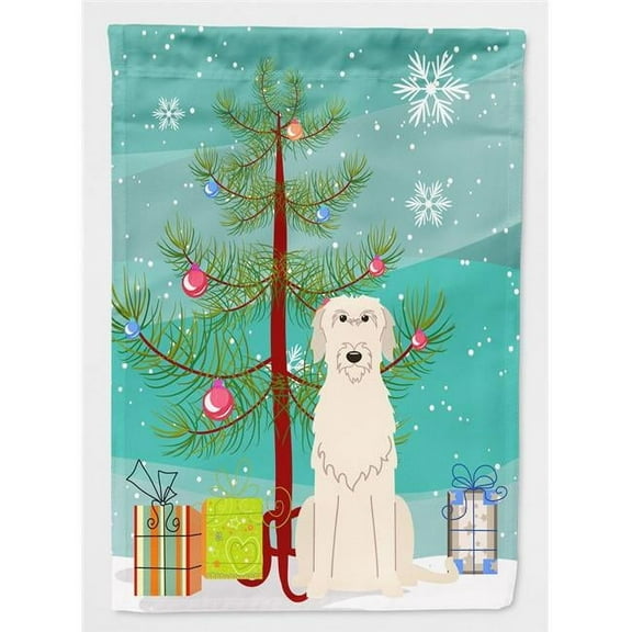 Caroline's Treasures BB4190GF Merry Christmas Tree Irish Wolfhound Flag Garden Size , Small, multicolor