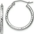 thumbnail image 1 of 14K White Gold Diamond-Cut 2mm Round Tube Hoop Earrings (20 X 2) Made In Peru tc222, 1 of 6