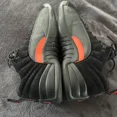 thumbnail image 3 of Ni-k-e Air Jordan Retro 12 Low Orange Max Shoes Black Suede Sz 10, 3 of 5
