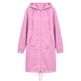 thumbnail image 4 of NTACZA Women Sweatshirt Drawstring Zip Up Long Sweatshirt Hoodies Long Sleeve Comfort Coat with Pockets Outerwear Pink S, 4 of 8