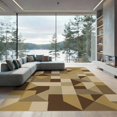 thumbnail image 2 of ODIKA 6'x9' Ultra-Soft Area Rug, Interlocking Mosaic Geometric Block Motif Brushstroke Abstract Flowing Dynamic None Washable, Bare feet friendly, Silk-Touch for Guest Room, Bedroom, 2 of 7
