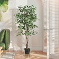 thumbnail image 3 of Outsunny 5.3 FT Potted Artificial Tree Ficus for Indoor Home Decor, 3 of 10