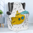 thumbnail image 4 of Yellow Submarine Soft Flannel Fleece Blanket, Ocean Nautical Adventure Underwater Bubbles Porthole Cartoon Kids, Cozy Plush for Indoor and Outdoor Use, 70" x 90", White Yellow Blue, by Ambesonne, 4 of 5