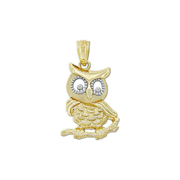 Charm America - Gold Wise Owl on Branch Charm - 14 Karat Solid Gold