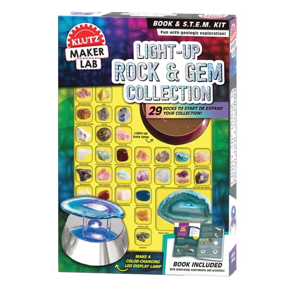 Kit STEM Klutz Light Up Rock & Gem Collection con 29 rocas