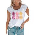 thumbnail image 4 of ABPHQTO Camiseta estampada con cuello redondo y estampado de piña blanca para mujer, 4 of 5