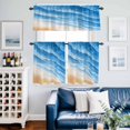 thumbnail image 2 of Ocean Waves Kitchen Curtains Valances and Tiers Set of 3 Abstract Gradient Orange Blue Waves Beach Tier Curtains and Valance with Rod Pocket for Small Windows, 27.5"x24", 2 of 9