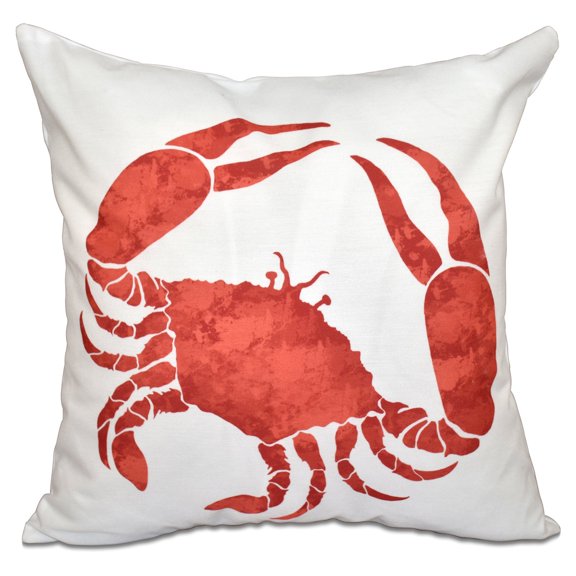 E by Design Beach Vacation Crab Decorative Pillow