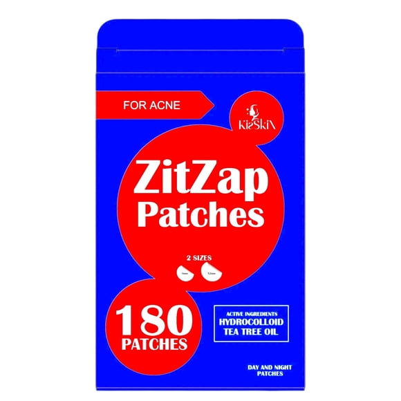 Kisskin ZitZap Parches para espinillas/acné para rostro y piel Parches hidrocoloides con ácido salicílico y aceite de árbol de té para cubrir granos e imperfecciones.